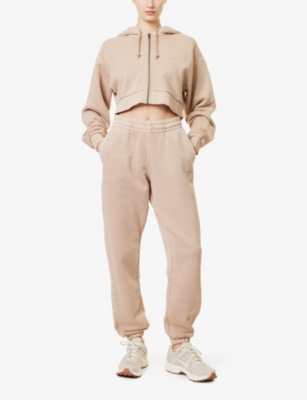 Gymshark Womens  Everywear Two-slip-pockets Tapered-leg Mid-rise Cotton-jersey Jogging Bottom In Gs Dp Bge/pgmnt Grmnt