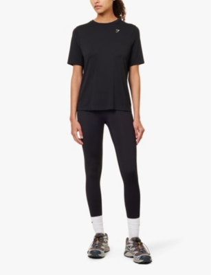 GYMSHARK WOMENS BLACK ELEVATE HIGH-WAIST SEAMLESS-FRONT STRETCH-WOVEN LEGGINGS XXS 