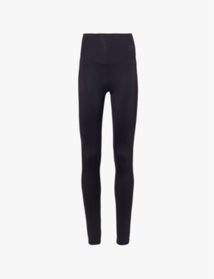 Gymshark Womens Black Elevate High-waist Seamless-front Stretch-recycled Nylon Leggings In Black