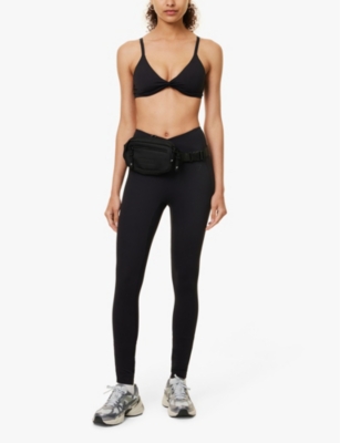 Shop Gymshark Womens Elevate Twist-front Stretch-woven Bralette Black