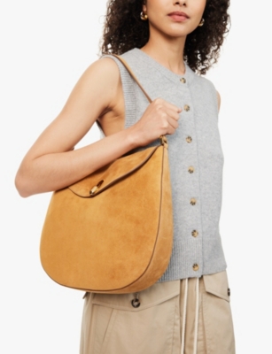 SAVETTE: Tondo large suede top-handle bag