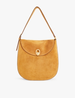 SAVETTE: Tondo large suede top-handle bag