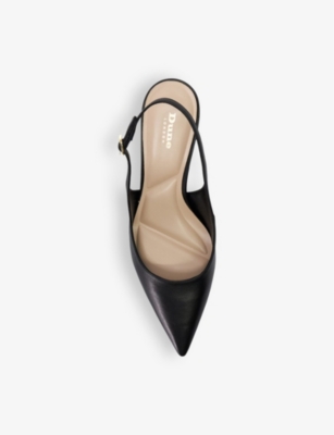 Dune Womens Black Leather Celinna Kitten-heel Leather Slingbacks In Black Leather