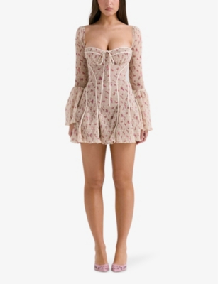 House Of Cb Womens Vintage Cream Analissa Floral-pattern Lace Mini Dress In Vintage Cream