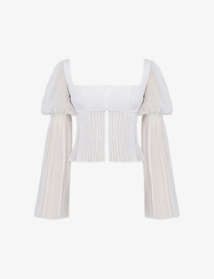 Shop House Of Cb Womens White Lucie Pleated Woven Top