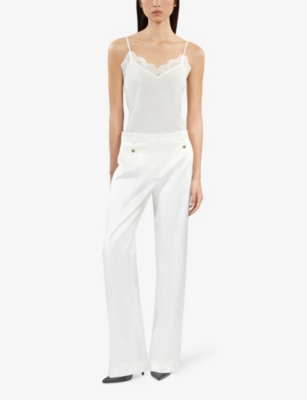 THE KOOPLES WOMENS THE KOOPLES LACE-EMBROIDERED RELAXED-FIT SILK TOP 