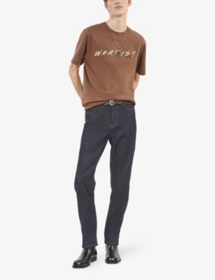 THE KOOPLES: Contrast-stich slim-leg stretch-denim jeans