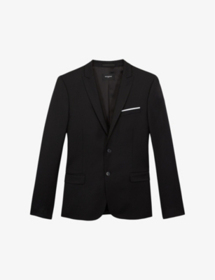 Shop The Kooples Mens Black Regular-fit Single-breasted Wool Blazer