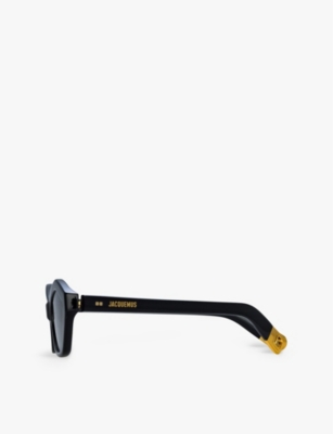 Shop Jacquemus Womens Bambino Irregular-frame Acetate Sunglasses Black