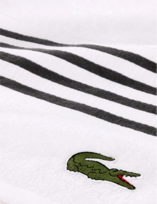 Lacoste L Courtline Striped Organic-cotton B In Bitumen