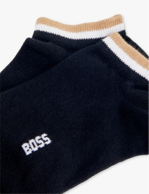 Shop Hugo Boss Mens Boss Branded Pack Of Two Cotton-blend Socks In Black