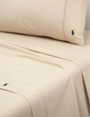 RALPH LAUREN HOME Player logo embroidered double cotton flat sheet Selfridges