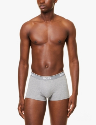 HUGO BOSS MENS OPEN GREY BRANDED WAISTBAND STRETCH-COTTON BOXER TRUNKS XL 