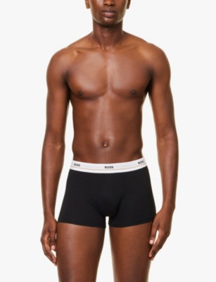 Shop Hugo Boss Mens Black Branded Waistband Stretch-cotton Boxer Trunks Xxl