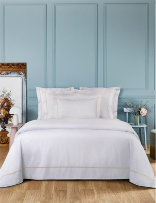 Yves Delorme Dune Athena Bourdon-stitch Pima-cotton Duvet Cover In Dune