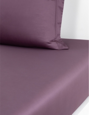 Yves Delorme Triomphe Cotton-sateen Fitted Sheet In Iris