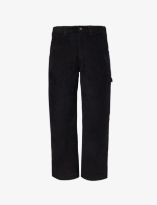 Mens Dickies Carpenter Logo-Patch Straight-Leg Stretch Cotton-Corduroy Trousers