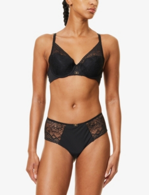 Shop Chantelle Womens Black Origins Mid-rise Lace Hipster Briefs