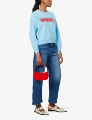 Shop Mother Womens  High Density The Drop Square Embossed-graphic-print Cotton-jersey Sweatshirt