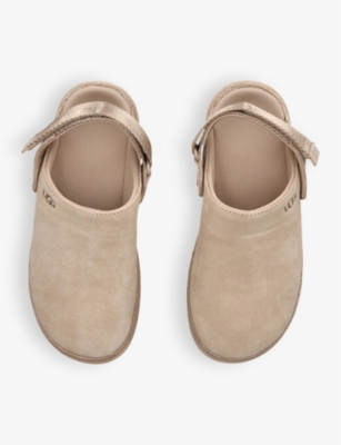 Shop Ugg Womens Beige Goldenstar Adjustable-strap Suede Clogs Eur 37 / 4 Uk