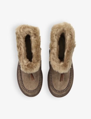 Ugg Womens Classic Mini Alpine Logo-patch Suede Ankle Boots Dark Brow In Dark Brown