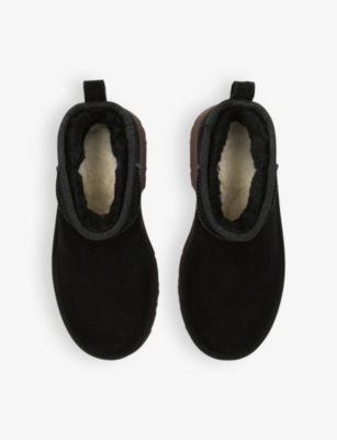 UGG: Classic Ultra Mini New Heights suede and shearling heeled ankle boots