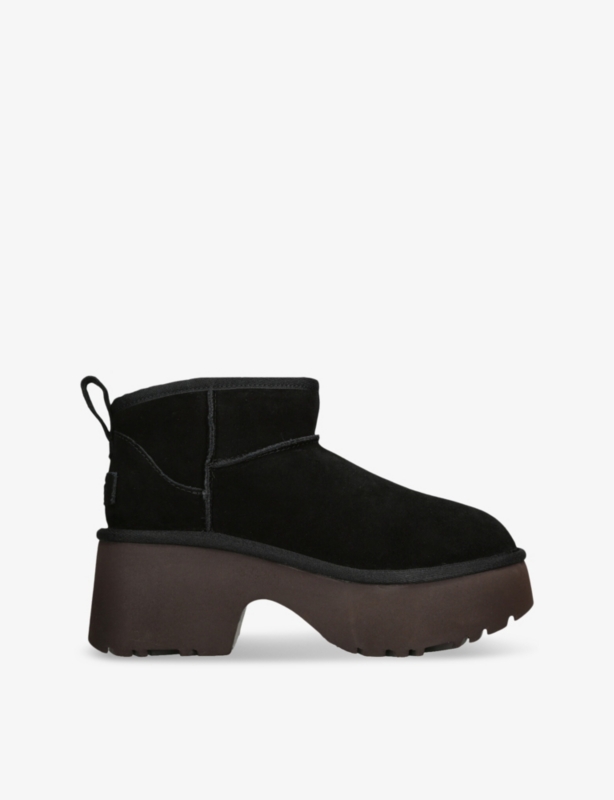Classic Ultra Mini New Heights suede and shearling heeled ankle boots