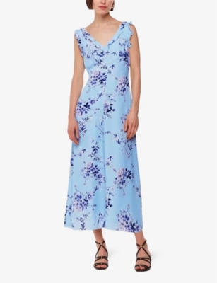 Whistles Bamboo Blossom Ruffle Dress In Multi-coloured
