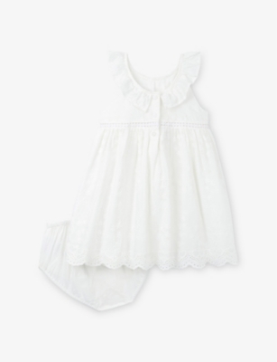 THE LITTLE WHITE COMPANY: Frilled Dress and Bloomer Cotton Set 0-18 Months