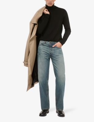 The Kooples Mens Used Rapiece Light-wash Straight-leg Mid-rise Denim Jeans In Used Rapiece