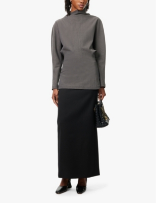 BOTTEGA VENETA: High-neck long-sleeve stretch-wool top