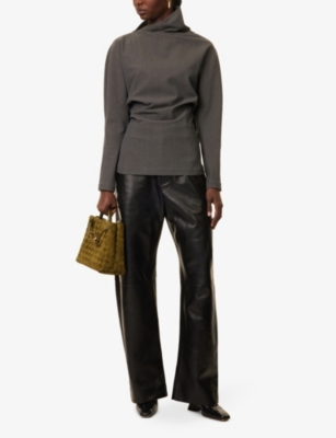 BOTTEGA VENETA: Panelled straight-leg leather trousers