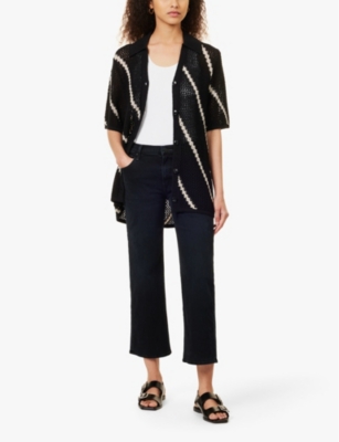 Mother Womens Night In Venice Rambler Dark-wash Straight-leg Mid-rise Stretch-denim Jeans In Night In Venice