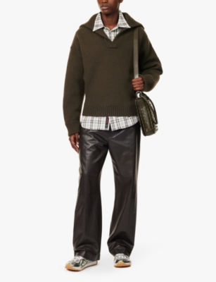 BOTTEGA VENETA: V-neck brushed-texture relaxed-fit wool jumper