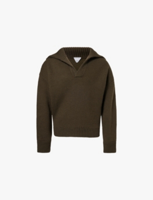 BOTTEGA VENETA: V-neck brushed-texture relaxed-fit wool jumper