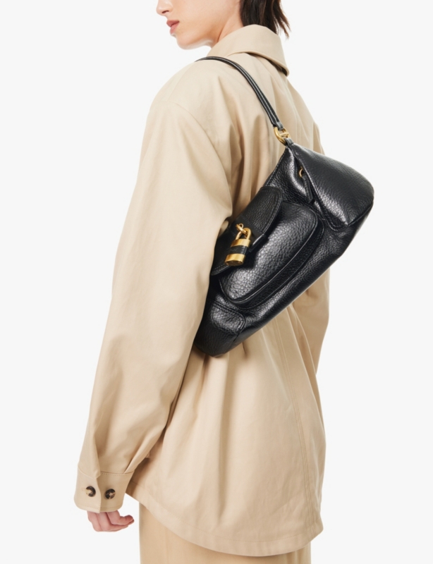 99 grained leather shoulder bag