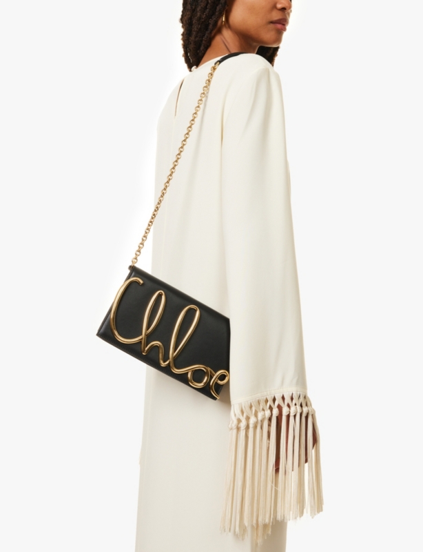 Brand-plaque leather cross-body bag