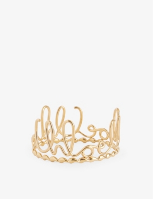 Shop Chloé Womens Vintage Gold Iconic Metal Bangle Set Of Two