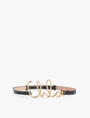 CHLOE: Chloe script-hardware leather belt