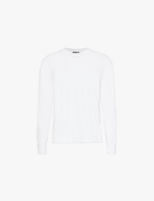 Tom Ford Slim-fit Ribbed Stretch Lyocell And Cotton-blend Henley T-shirt In White