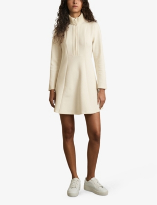 REISS: Krysta zip-neck interlock-jersey mini dress