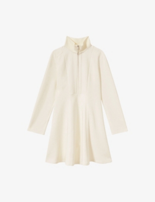 REISS: Krysta zip-neck interlock-jersey mini dress
