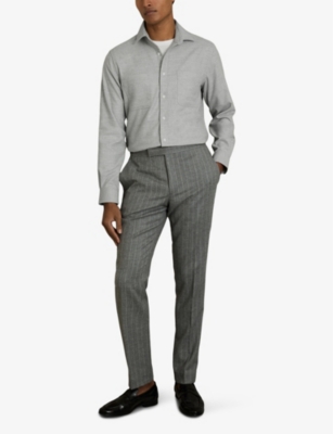 Reiss Mens Crawford Twin-pocket Woven Overshirt Soft Grey Melange In Soft Grey Melange