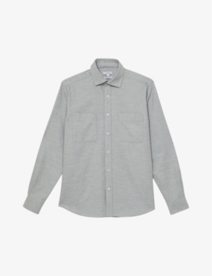 Reiss Mens Crawford Twin-pocket Woven Overshirt Soft Grey Melange In Soft Grey Melange