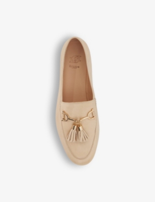 Dune Womens Ecru Leather Graysons Tassel-embellished Slip-on Leather Loafers In Ecru Leather