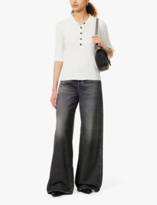 Rag & Bone Miramar Sofie Wide-leg High-rise Cotton Trousers In Washed Bla
