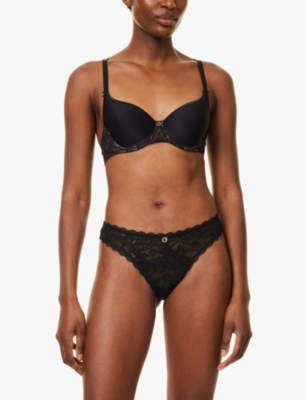 Aubade Lace-trim Rosessence T-shirt Bra In Noir