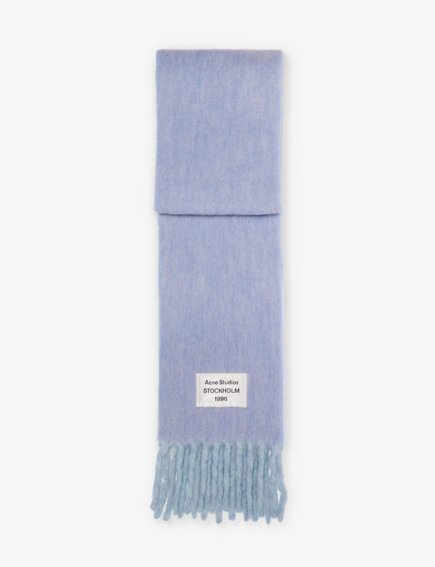 Brand-patch fringed alpaca-blend scarf