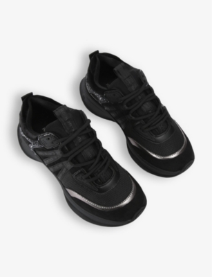 Kg Kurt Geiger Womens  Kelsie Crystal-embellished Faux-leather Low-top Trainers In Black