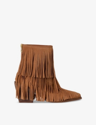 Shop Zadig & Voltaire Womens Heritage Cara Tassel-embellished Suede Ankle Boots